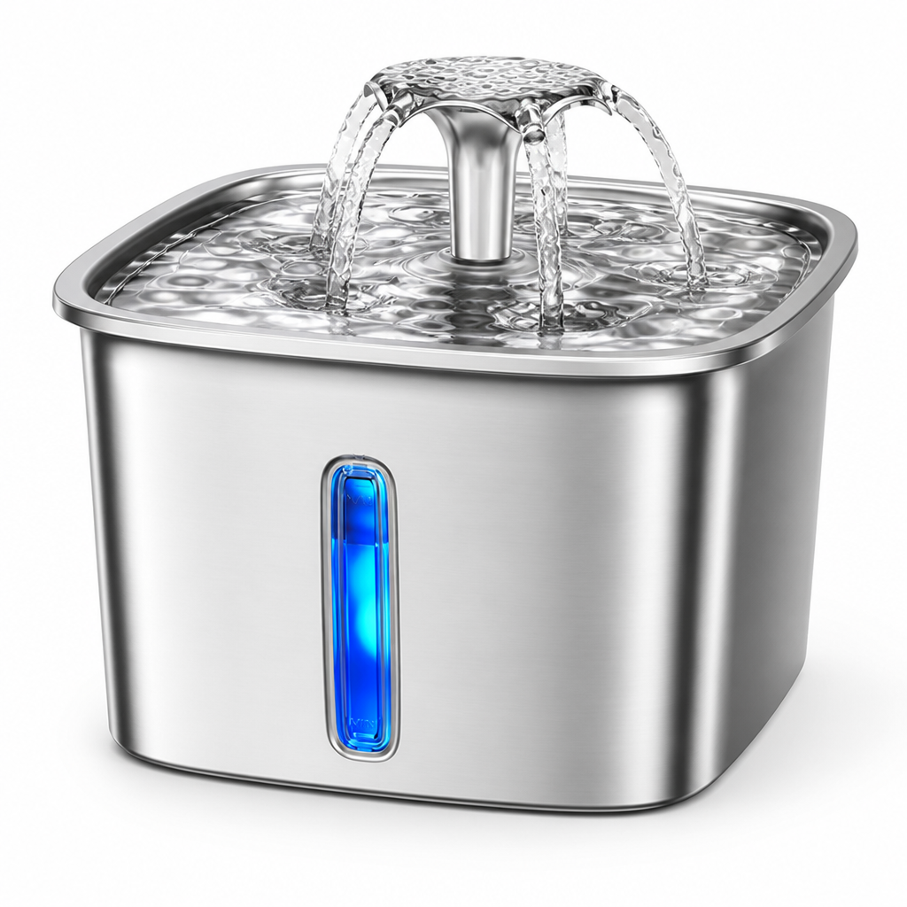 304 Food-Grade Stainless Steel & Five-Stage Filtration Cat Water Fountain