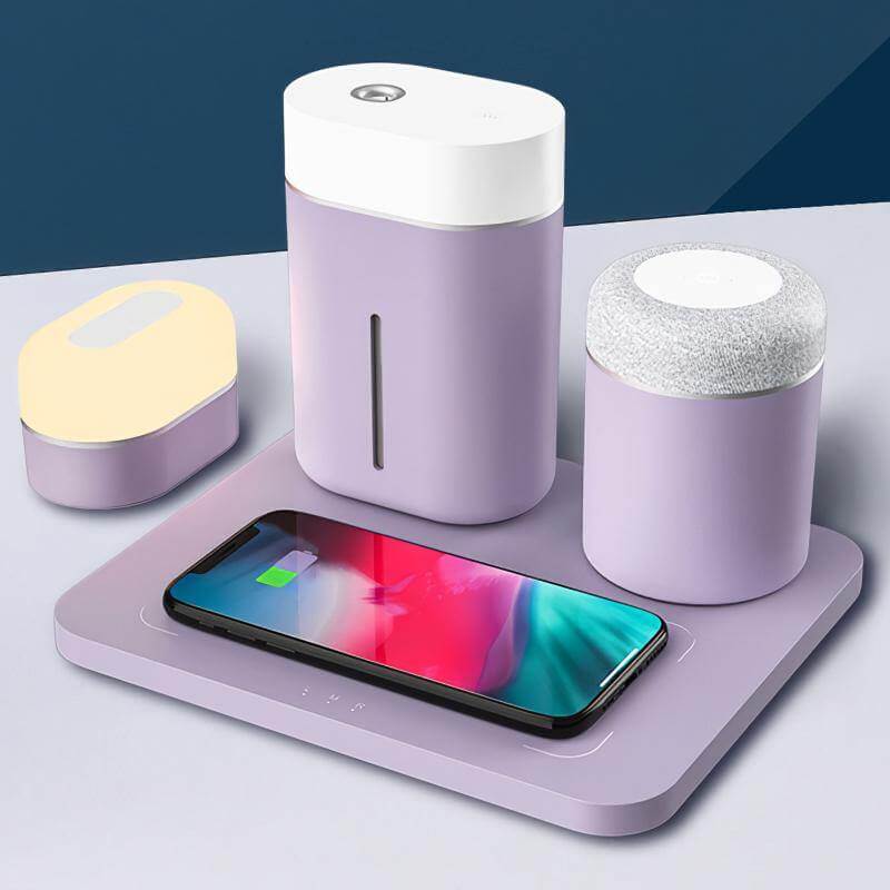 4-In-1 Wireless Charger, Humidifier, Speaker & Night Light Set