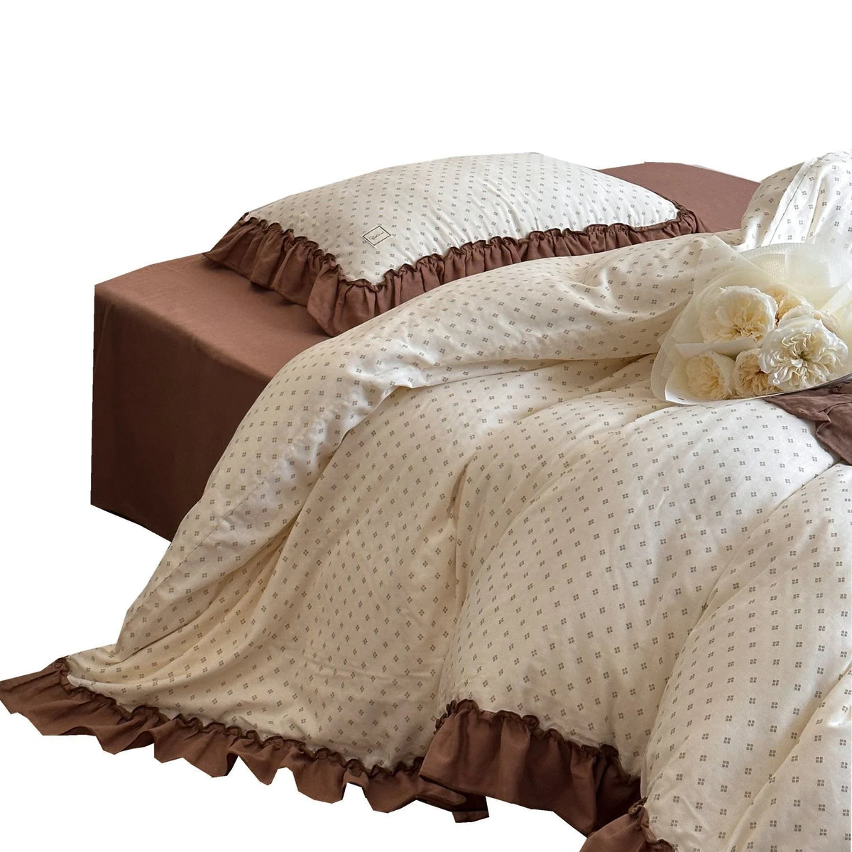 4-Piece Bedding Set Breathable Cotton Blend Ruffled Edges