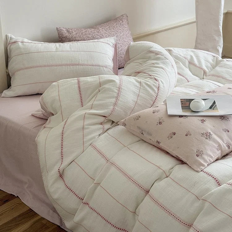 4-Piece Bedding Set Reversible Cotton Gauze All-Season