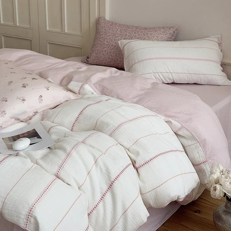 4-Piece Bedding Set Reversible Cotton Gauze All-Season