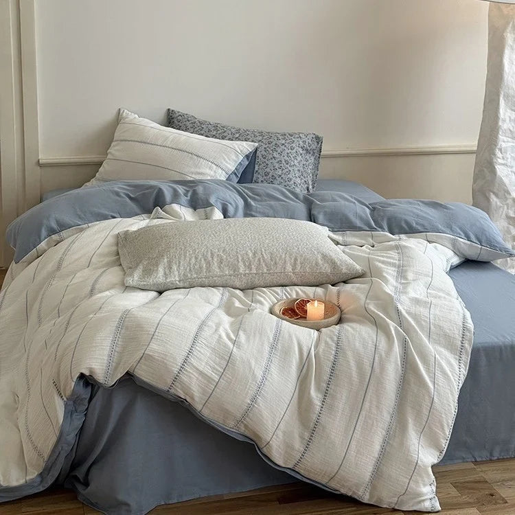 4-Piece Bedding Set Reversible Cotton Gauze All-Season