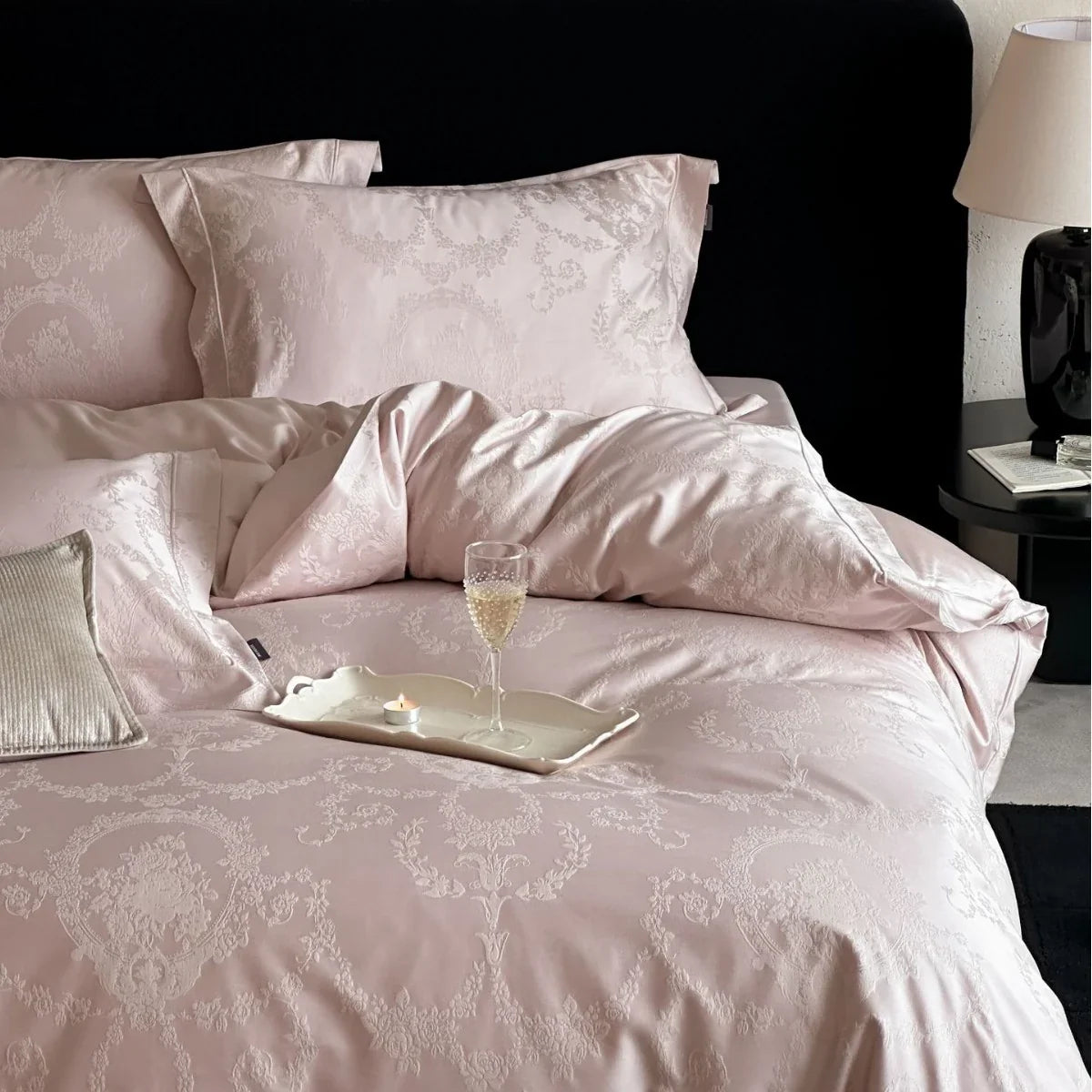 4-Piece Bedding Set Satin Damask Jacquard Breathable