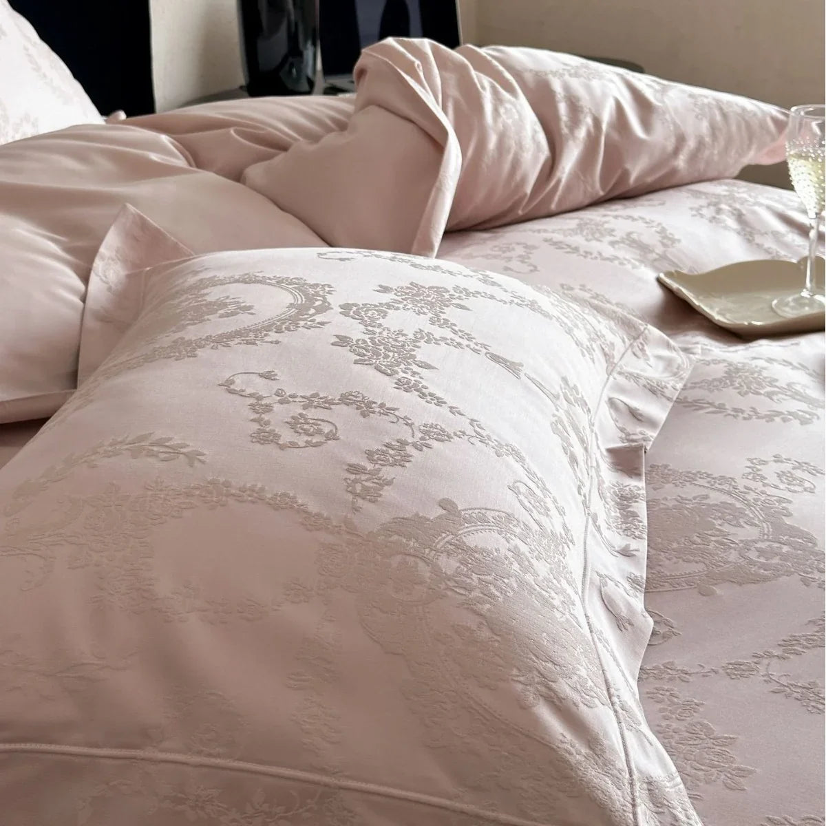 4-Piece Bedding Set Satin Damask Jacquard Breathable
