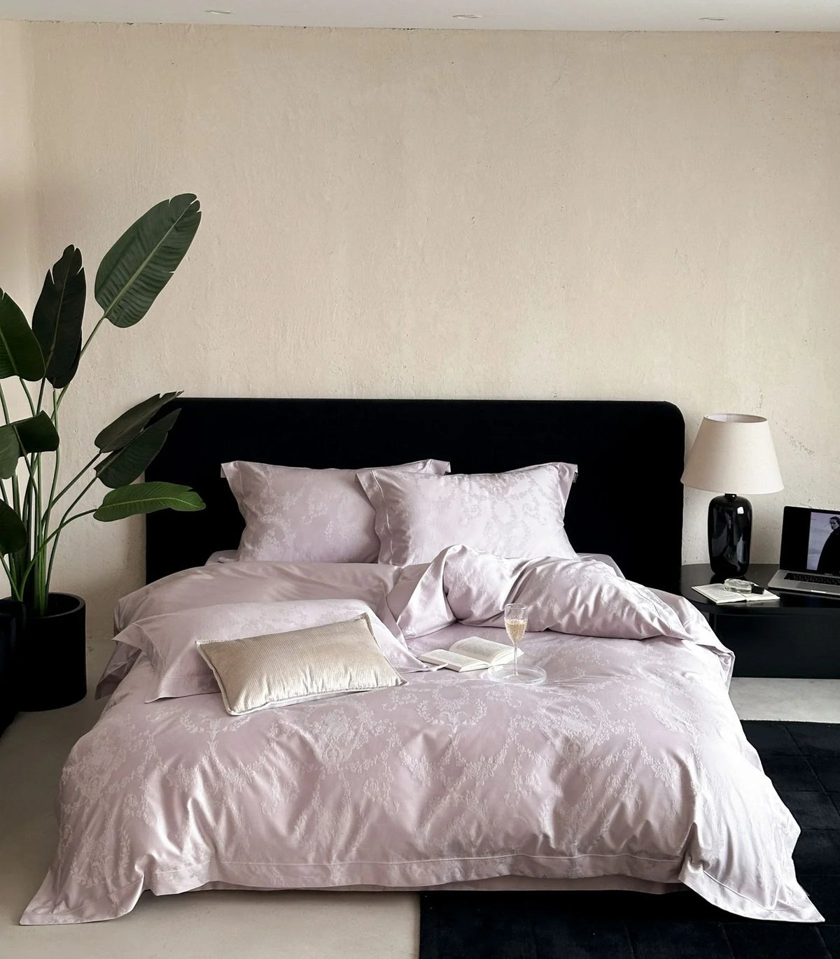 4-Piece Bedding Set Satin Damask Jacquard Breathable