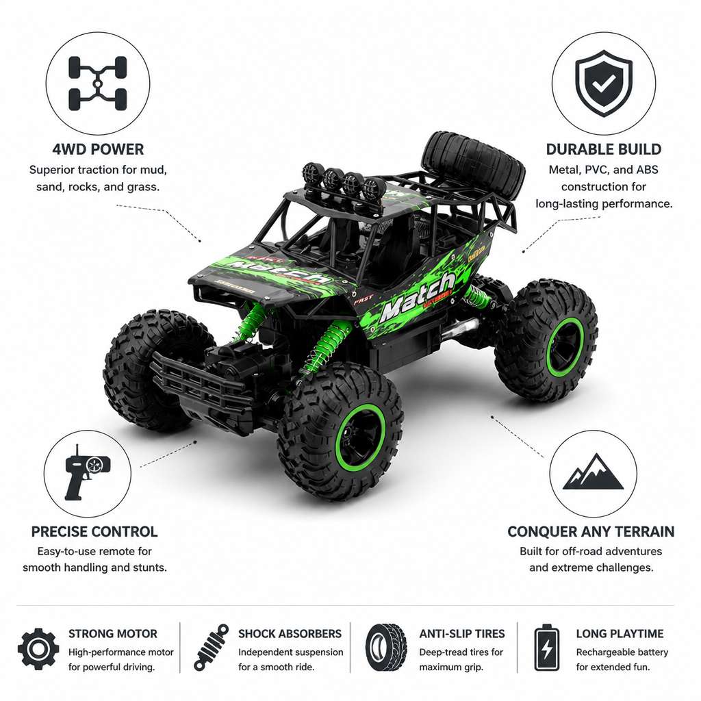 4WD Metal-Body Remote-Controlled Monster Truck