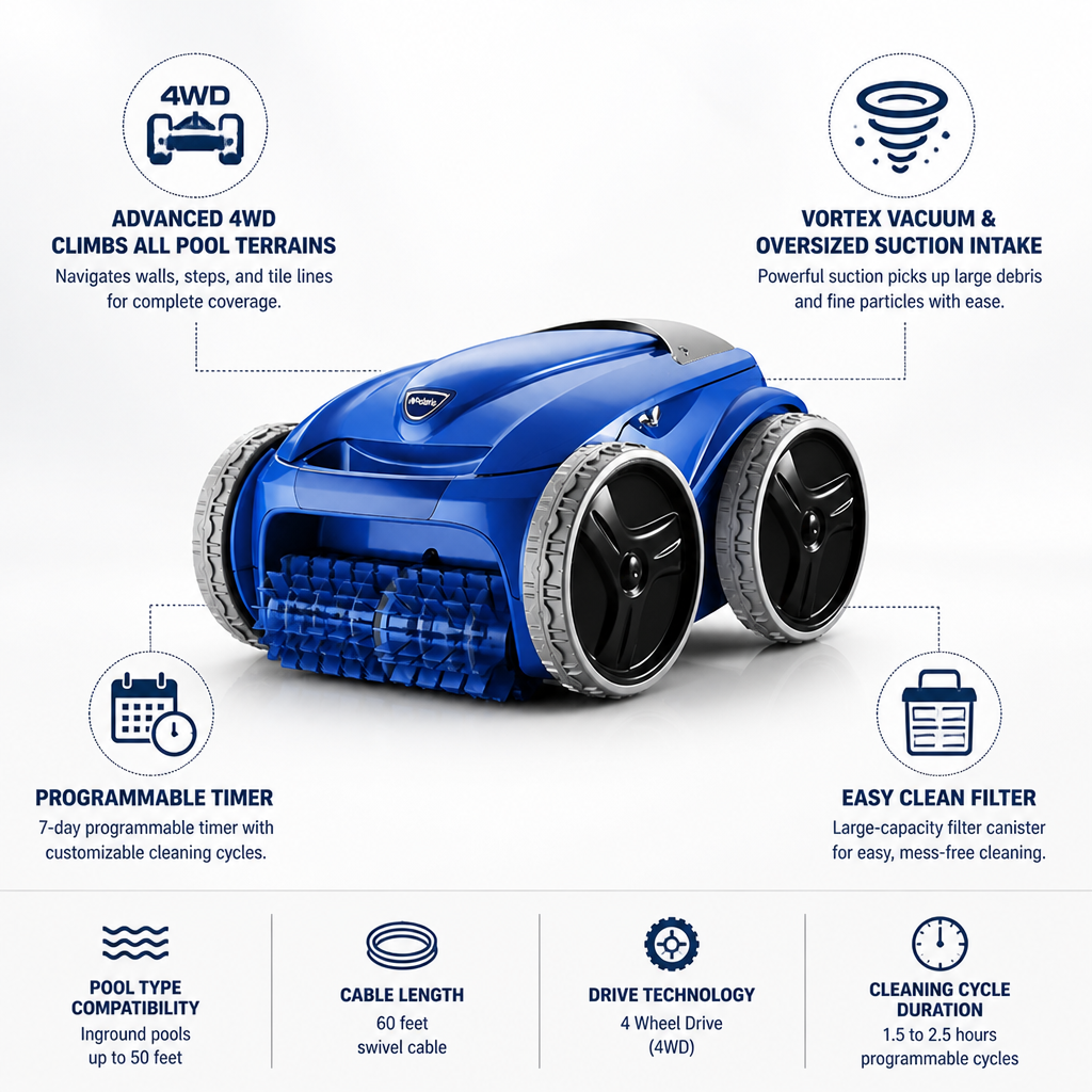 4WD & Vortex Vacuum Robotic Pool Cleaner (Inground)