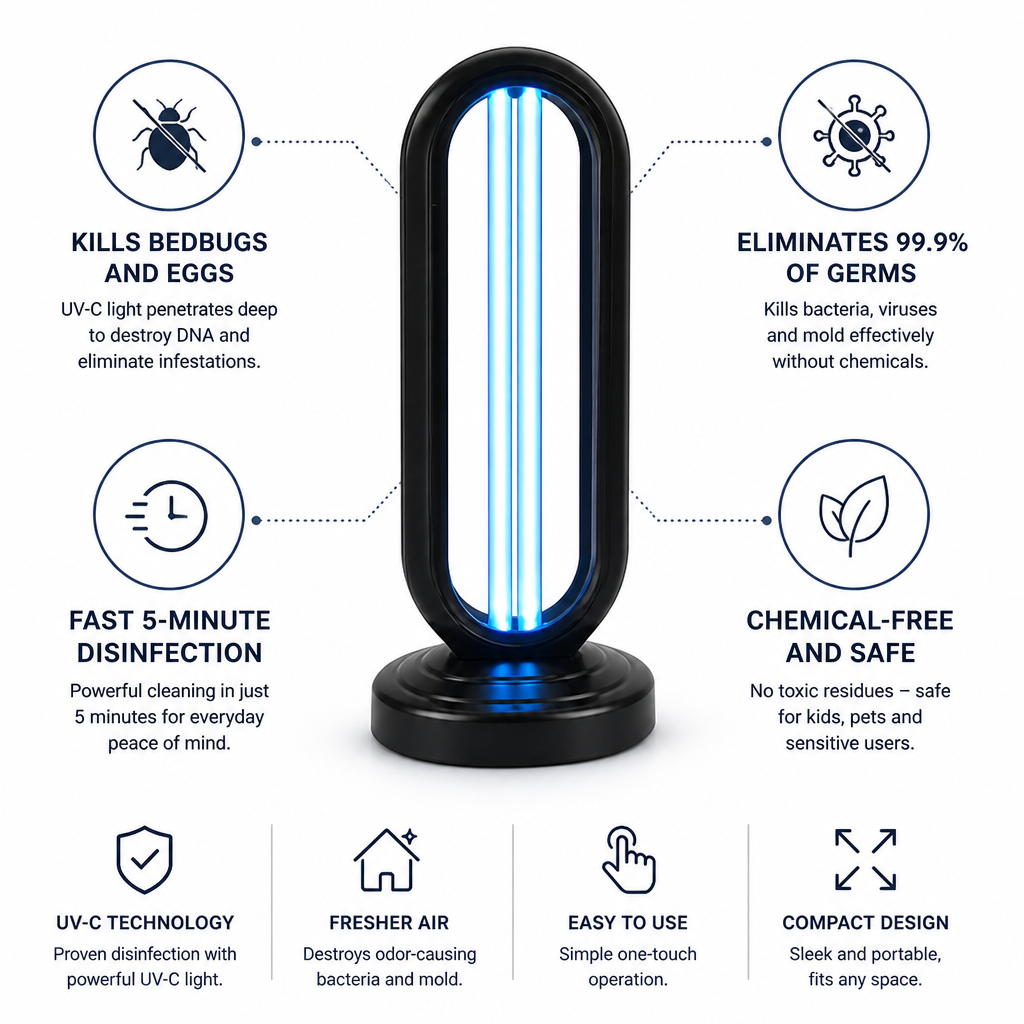 5-Minute UV-C Chemical-Free Disinfection Lamp