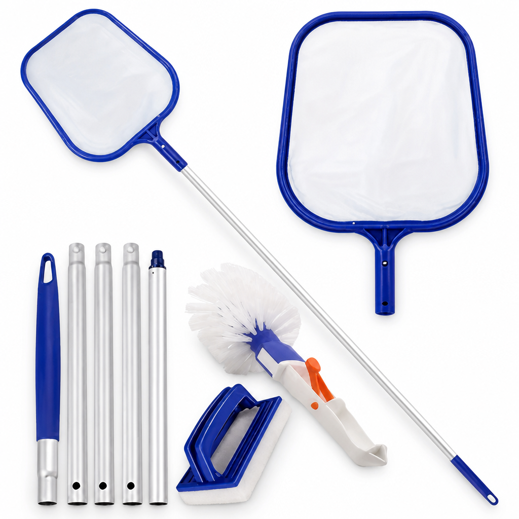 5-Section Aluminum Pole Pool Skimmer & Brush Set