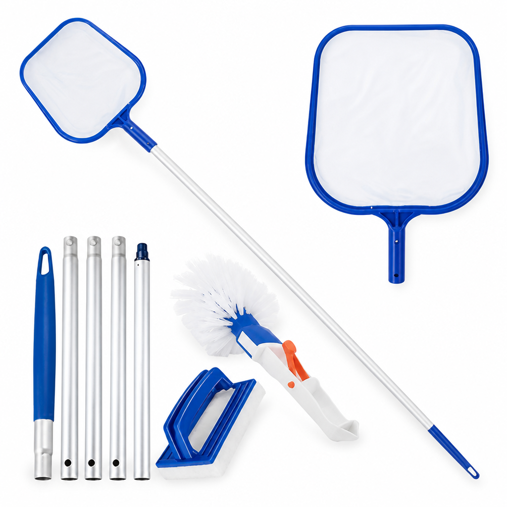 5-Section Aluminum Pole Pool Skimmer & Brush Set
