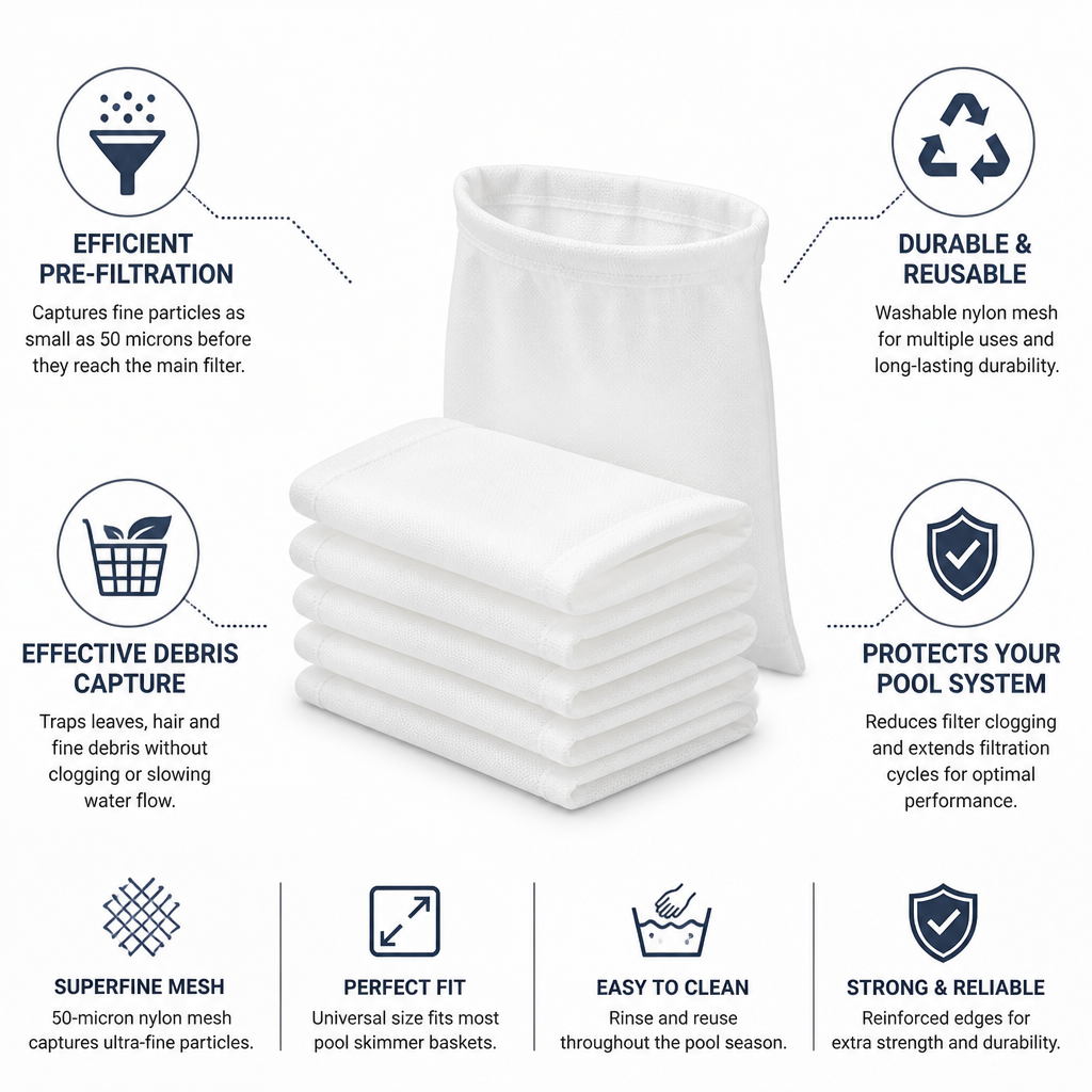 50-Micron Superfine Nylon Pool Skimmer Socks