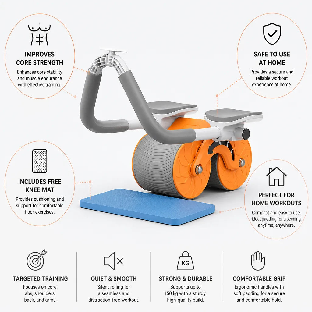 Ab Roller Core Strength Free Knee Pad