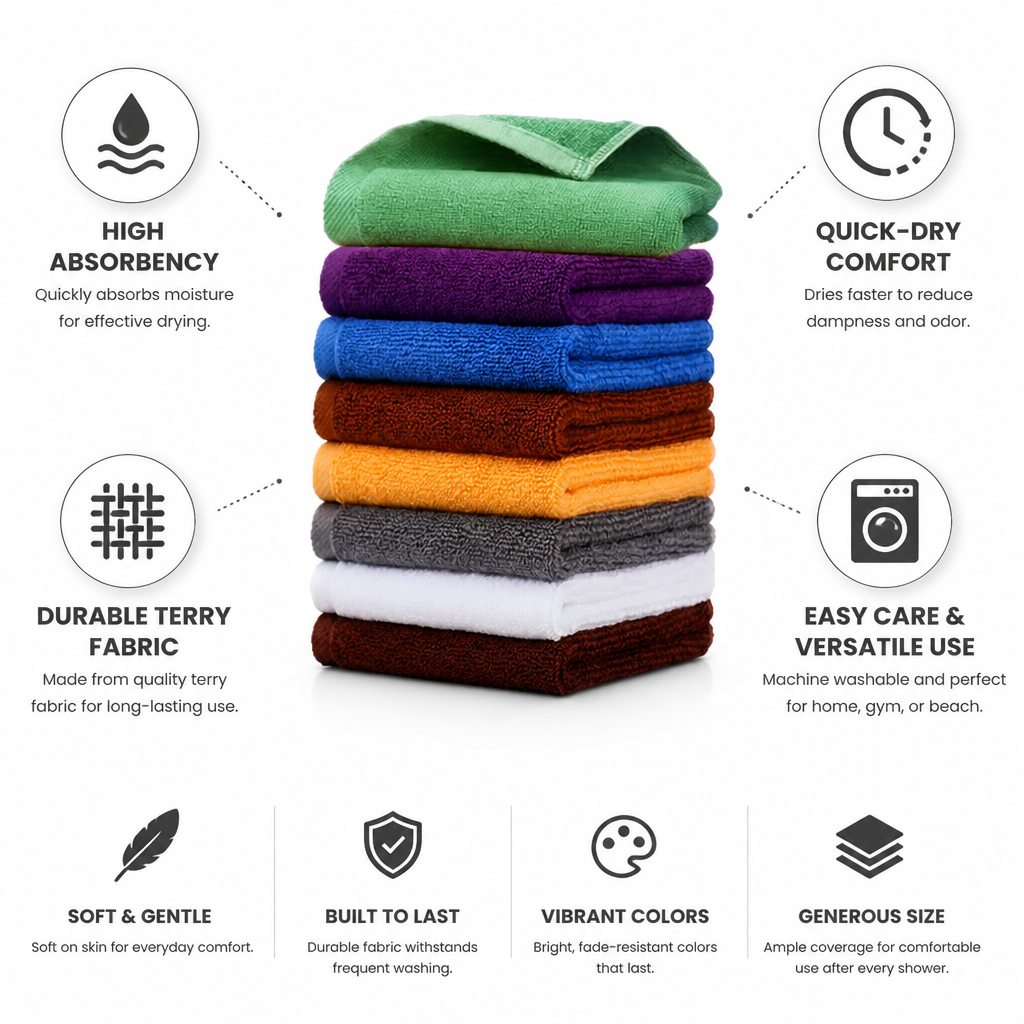 Absorbent & Quick-Dry Terry Bath Towel