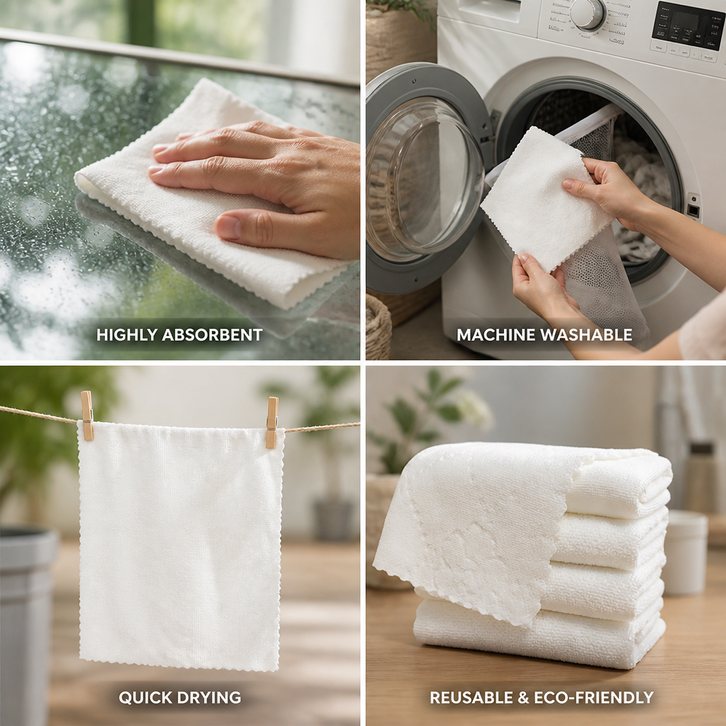 Absorbent & Quick-Drying Machine-Washable Cleaning Cloths