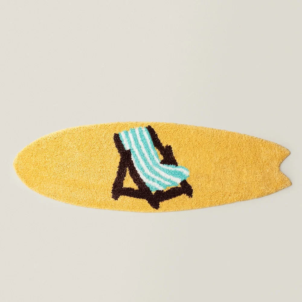 Accent Rug Surfboard Shape Plush High-Pile Shag Coastal Style