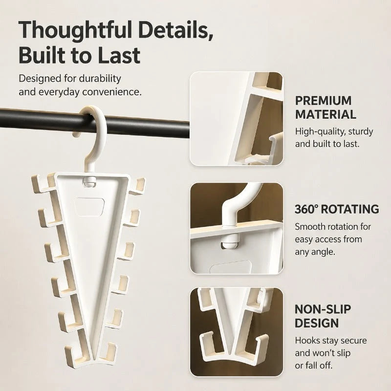 Accessory Hanger 12-Hook 360° Swivel Space-Saving