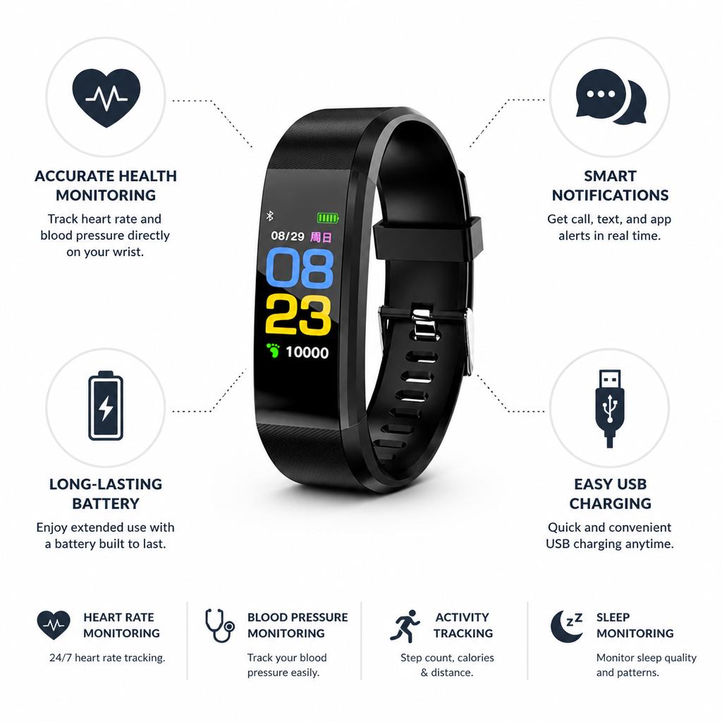 Accurate Heart Rate & Blood Pressure Smartwatch (For Seniors)