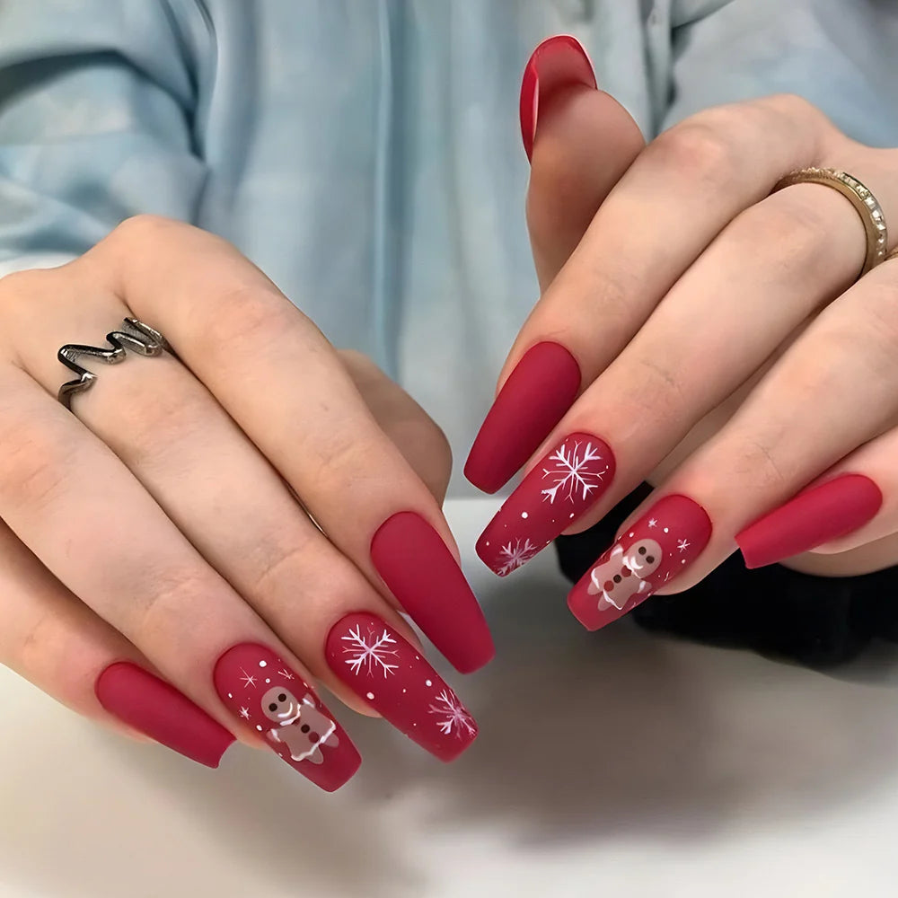 Acrylic Nail Extensions Festive Snowflake Jelly Style