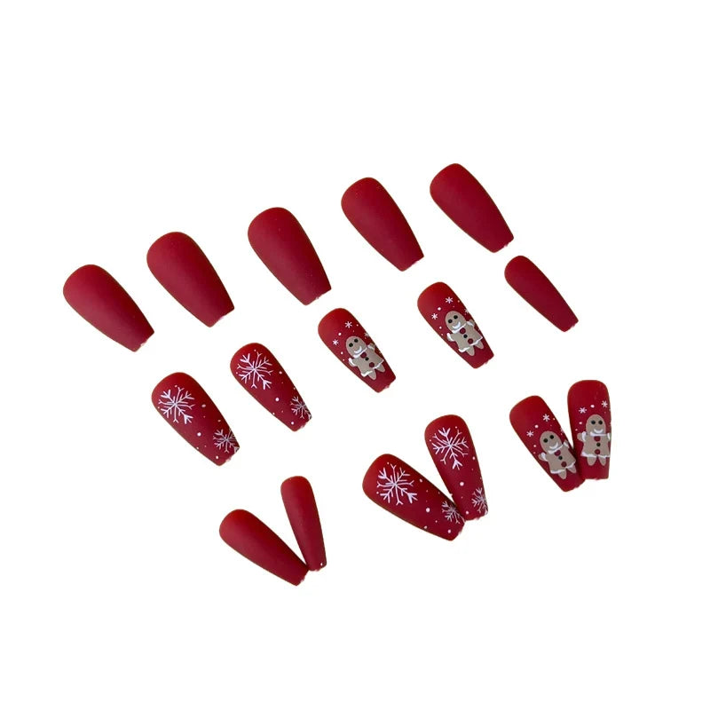 Acrylic Nail Extensions Long Jelly Style Snowflake Design