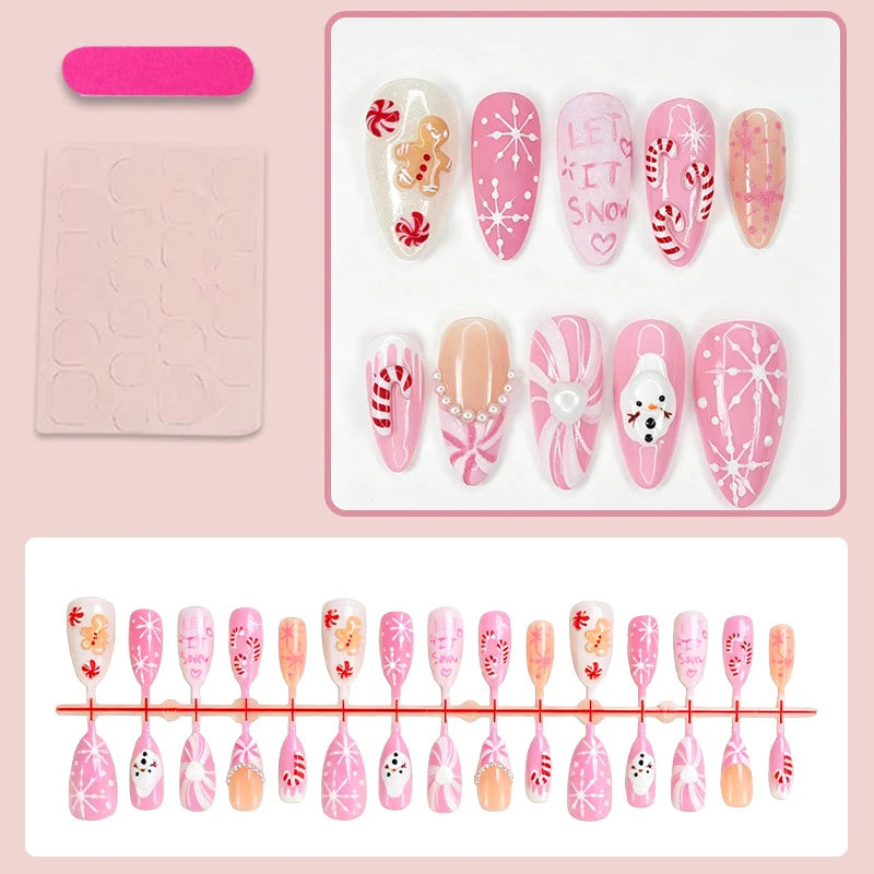 Acrylic Nail Set Christmas Designs Easy-Apply Damage-Free