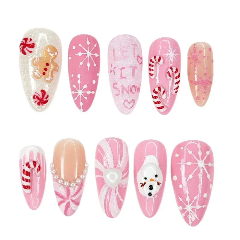Acrylic Nail Set Christmas Designs Easy-Apply Damage-Free