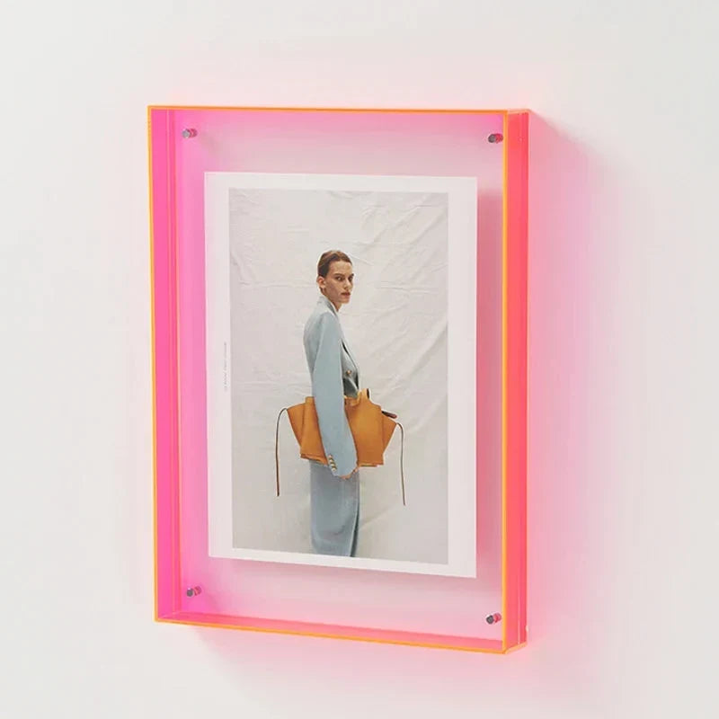 Acrylic Photo Frame Color-Glow Edges Floating Display Style
