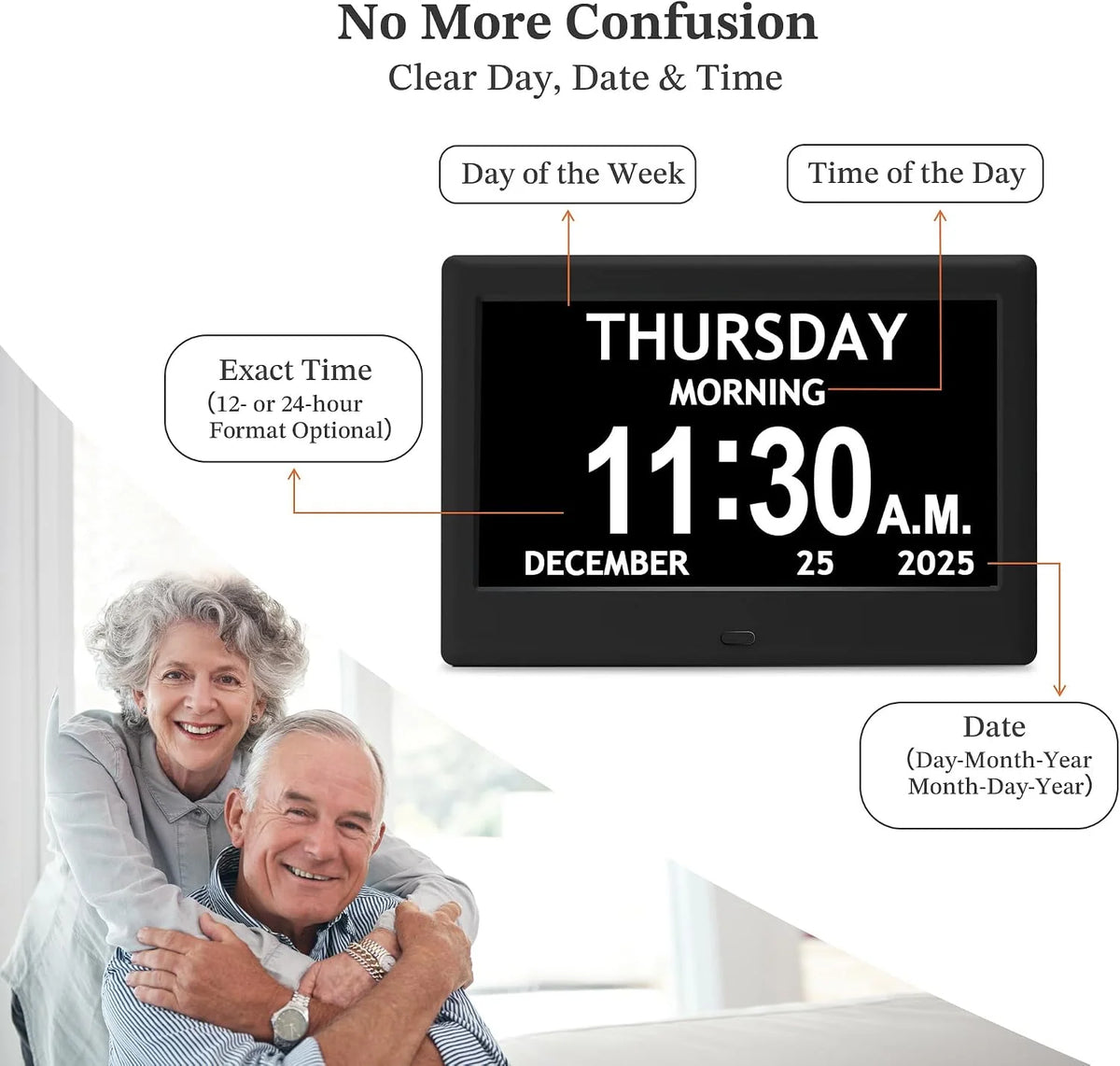 Activity Clock Large Text & Eight Icons