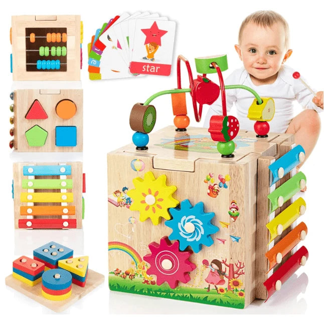 Activity Cube Natural Rubber Eight Interactive Activities