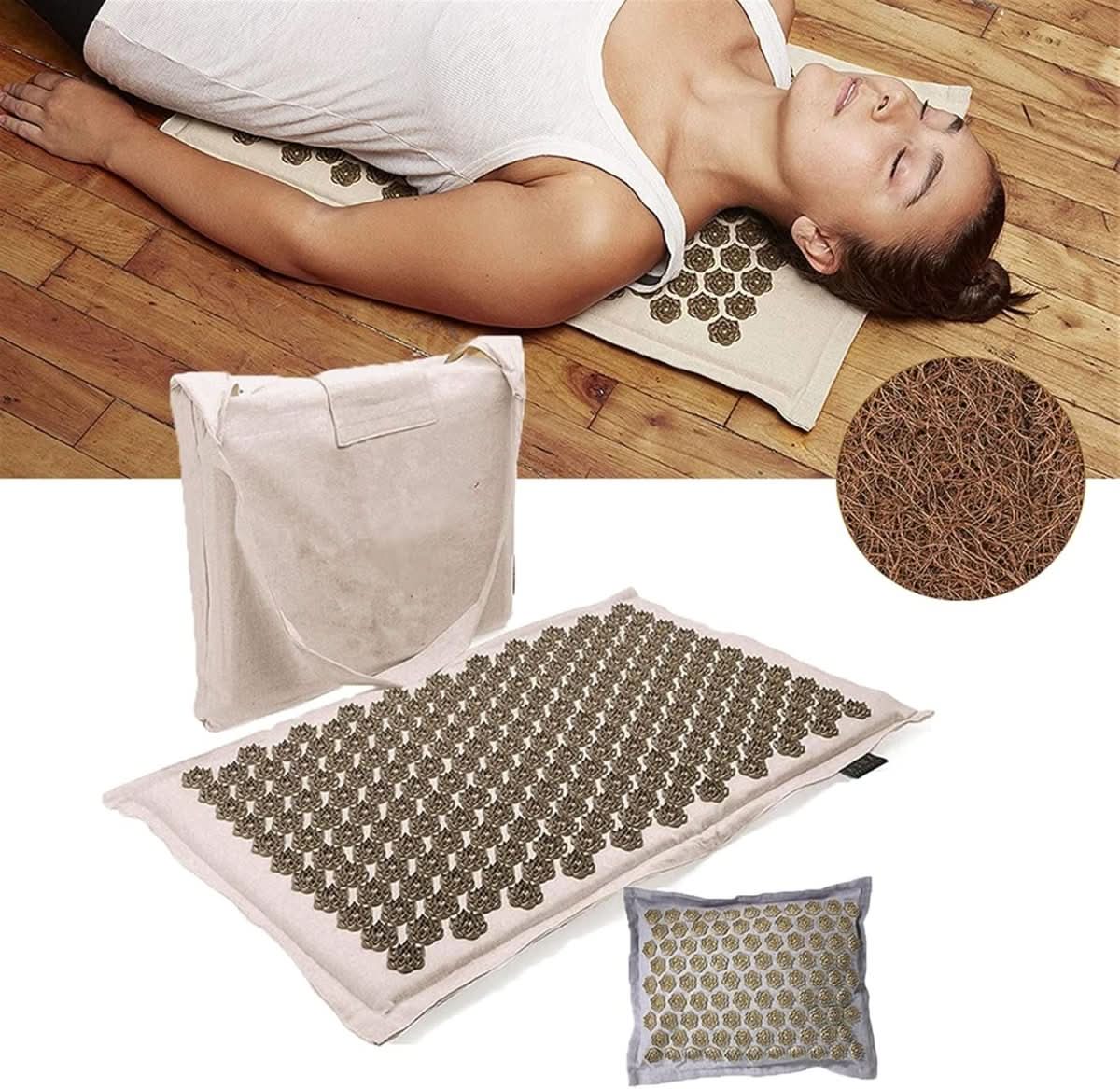 Acupressure Mat Set Cotton Surface Pillow & Carry Bag