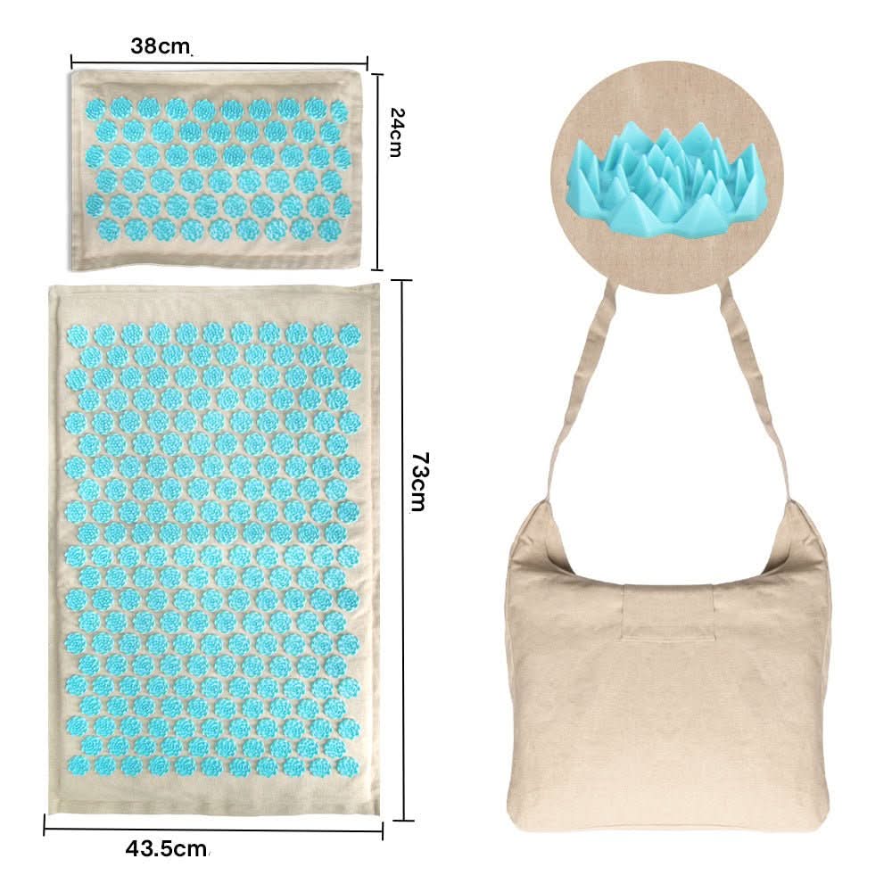 Acupressure Mat Set Cotton Surface Pillow & Carry Bag
