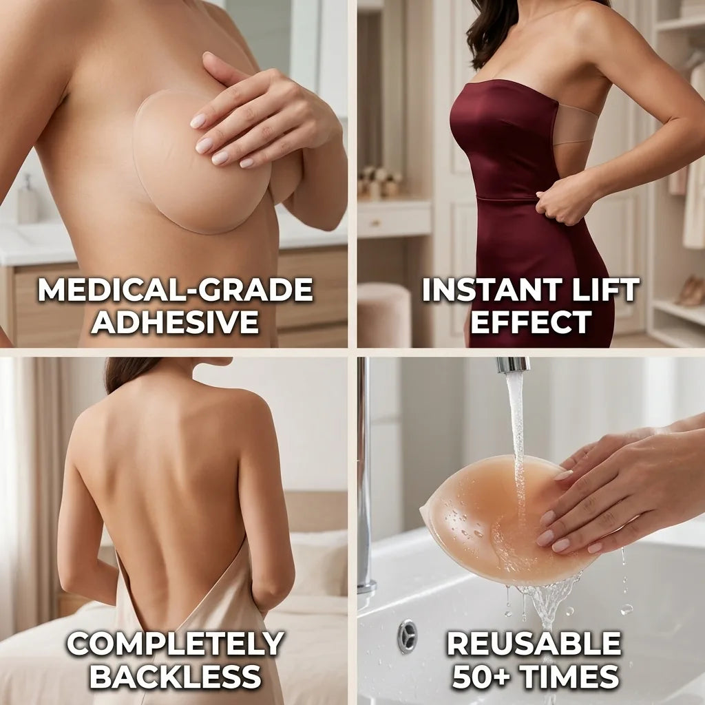 Adhesive Bra Strapless Instant Lift Medical-Grade Silicone