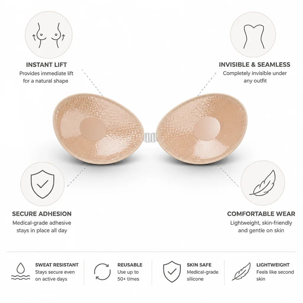 Adhesive Bra Strapless Instant Lift Medical-Grade Silicone