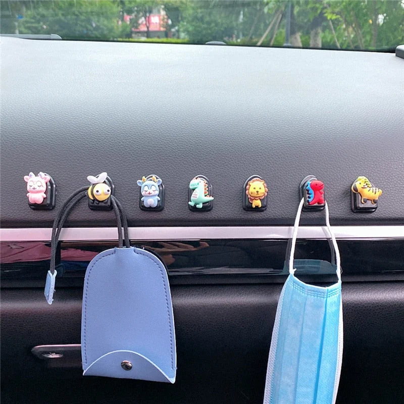 Adhesive Hooks Animal Design Set of 4 for Car & Home