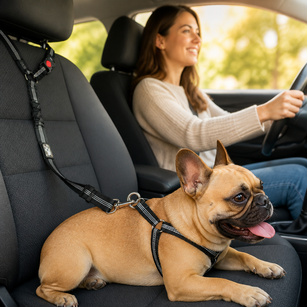 Adjustable & 360° Swivel Dog Car Seat Belt (Headrest Attachment)