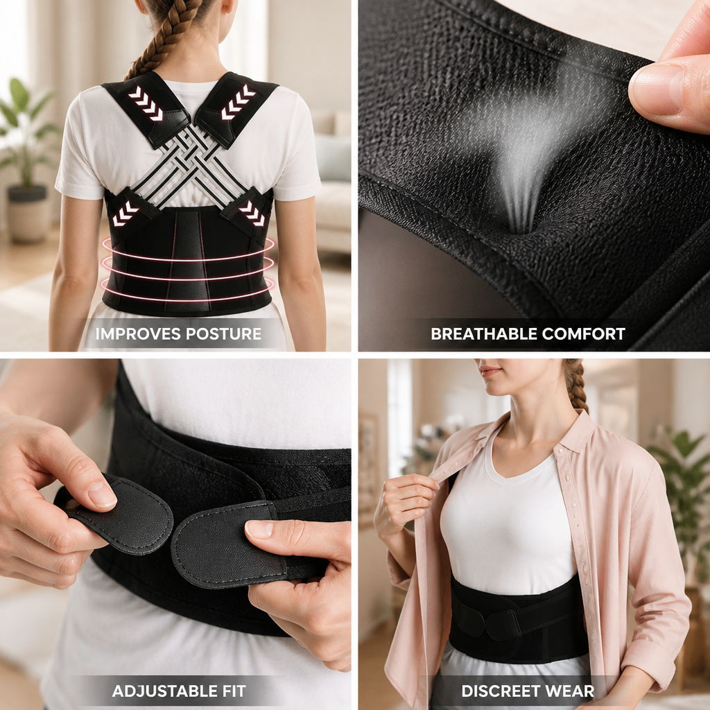 Adjustable Breathable Posture Correction Belt (Discreet Under‑Clothing)
