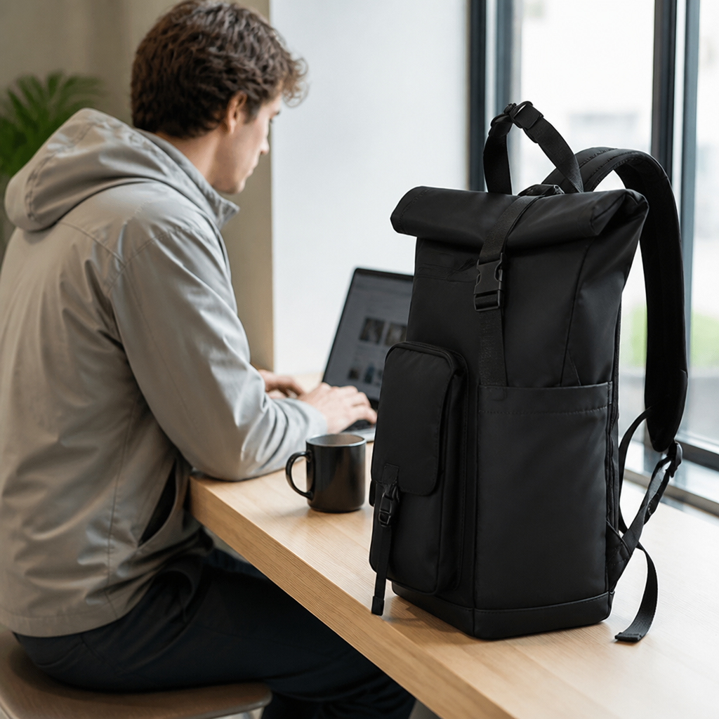 Adjustable Roll-Top Water-Resistant Backpack