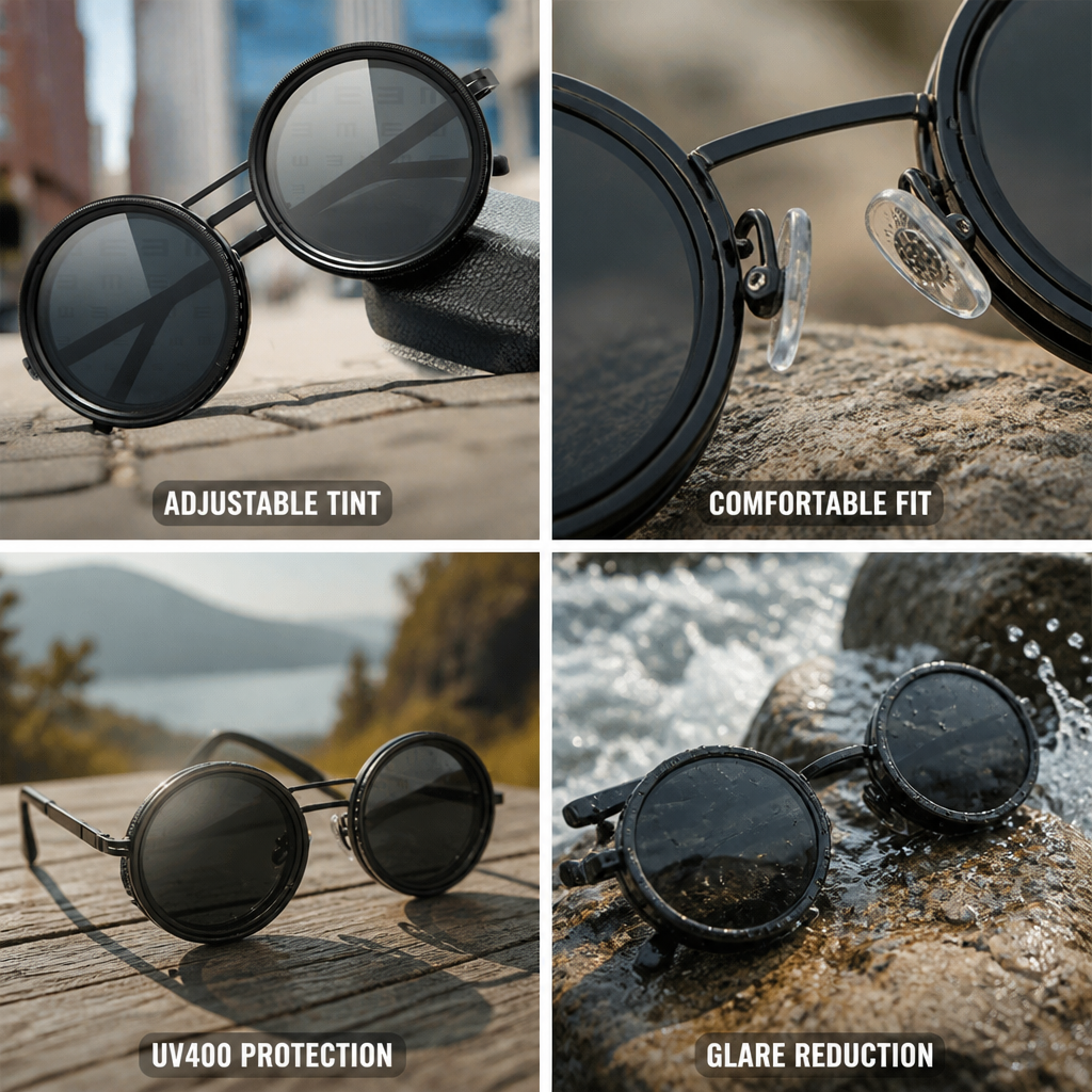 Adjustable Tint UV400 Sunglasses (Metal Frame)