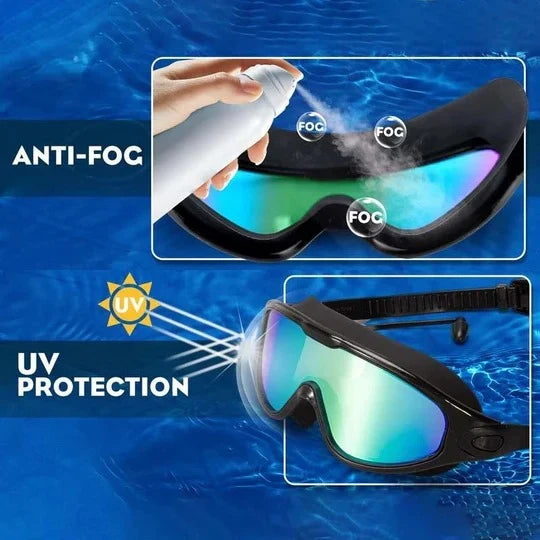 Adult Swimming Goggles Wide-Angle Lens Anti-Fog Adjustable Strap