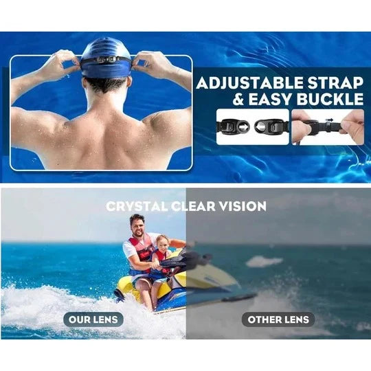 Adult Swimming Goggles Wide-Angle Lens Anti-Fog Adjustable Strap