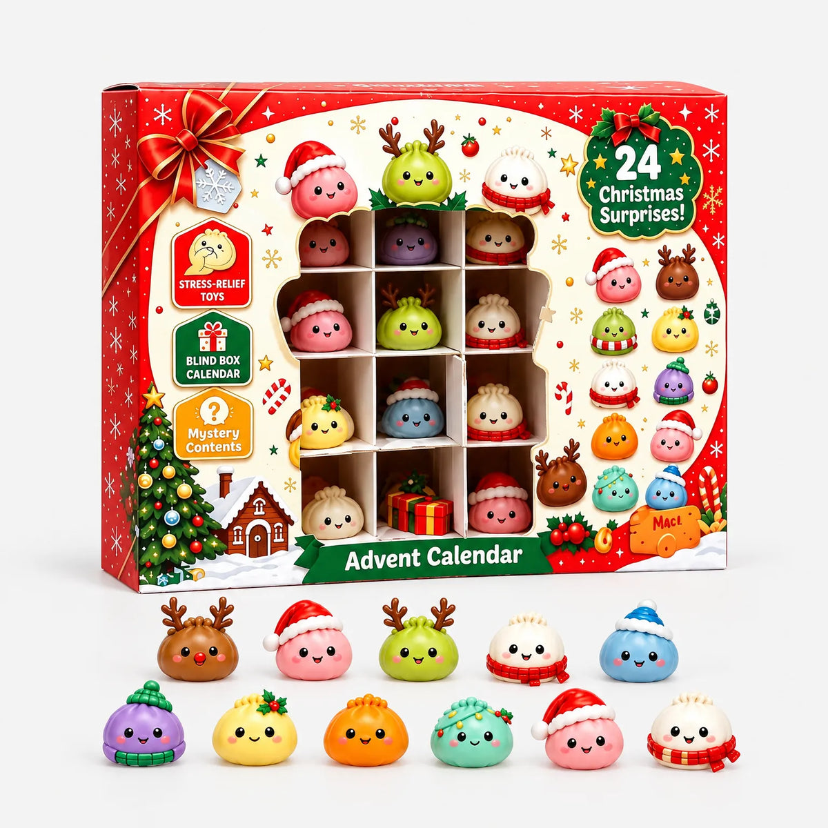 Advent Calendar 24-Day Dumpling Figures Soft & Bendable