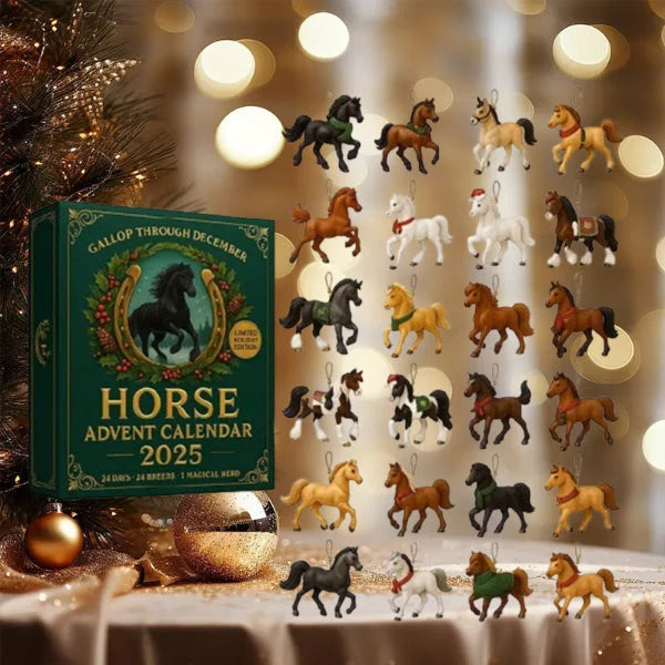 Advent Calendar 24 Hand-Painted Mini Horse Figures