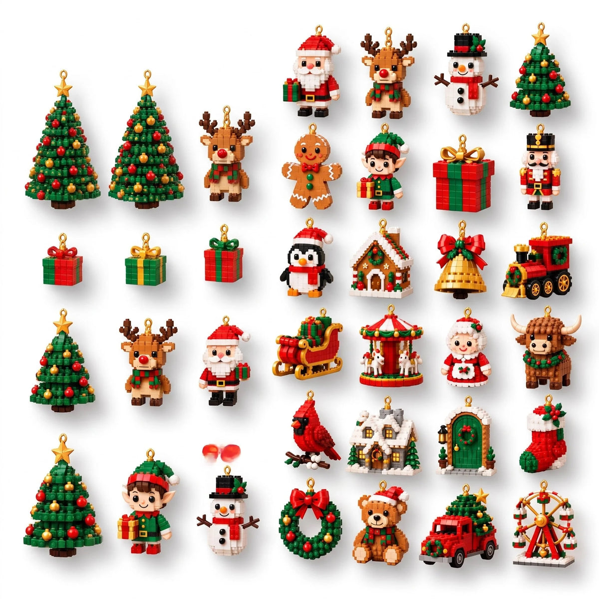 Advent Calendar 24 Mini Building Sets Tree Ornaments