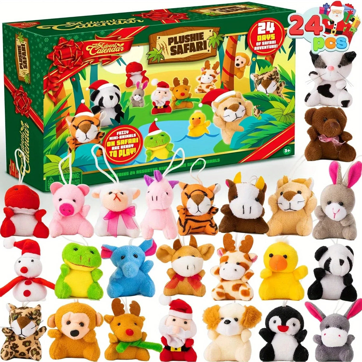 Advent Calendar 24 Mini Plush Animals Reusable