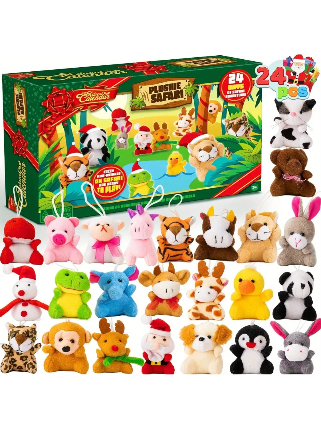 Advent Calendar 24 Mini Plush Animals Reusable