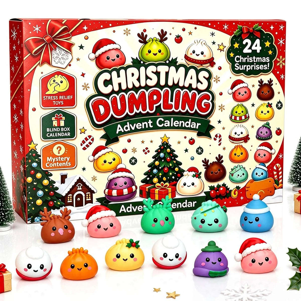 Advent Calendar 24 Squeeze Figures Stress Relief