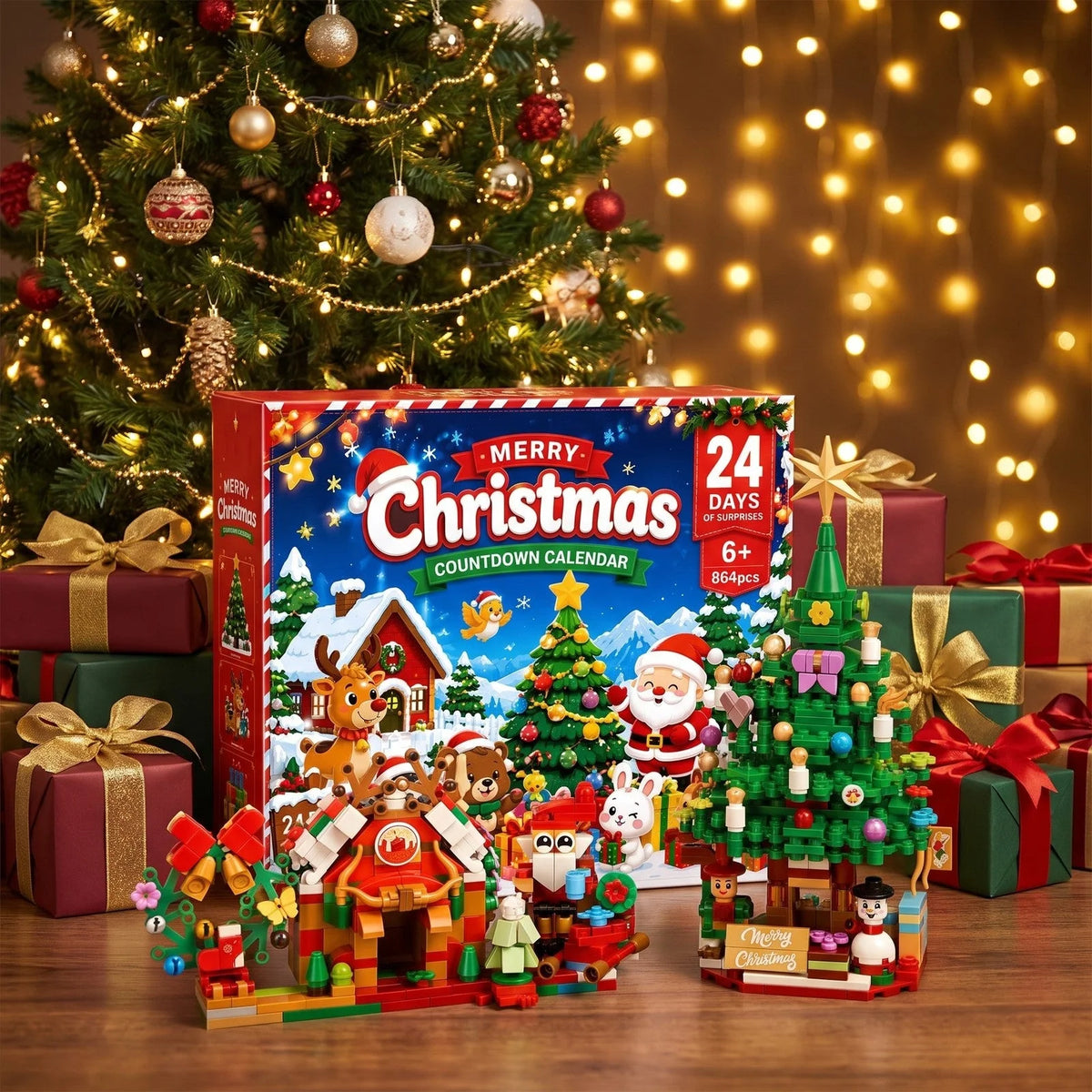 Advent Calendar 864-Piece Christmas Village Building Bricks