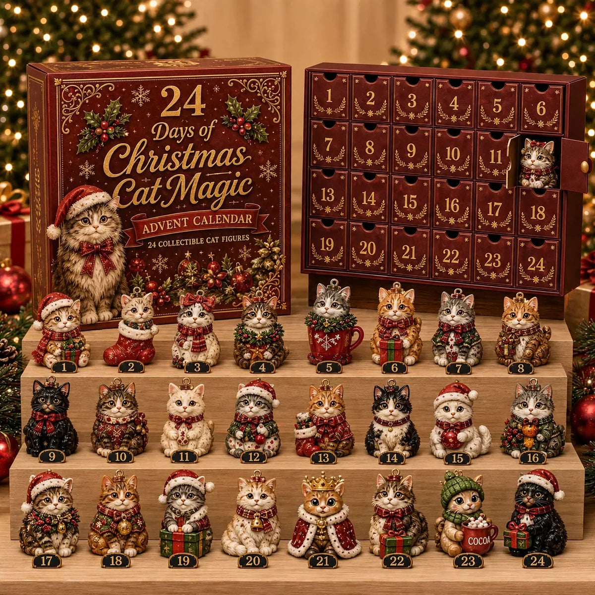 Advent Calendar Acrylic Animal Design 24-Day Christmas Countdown