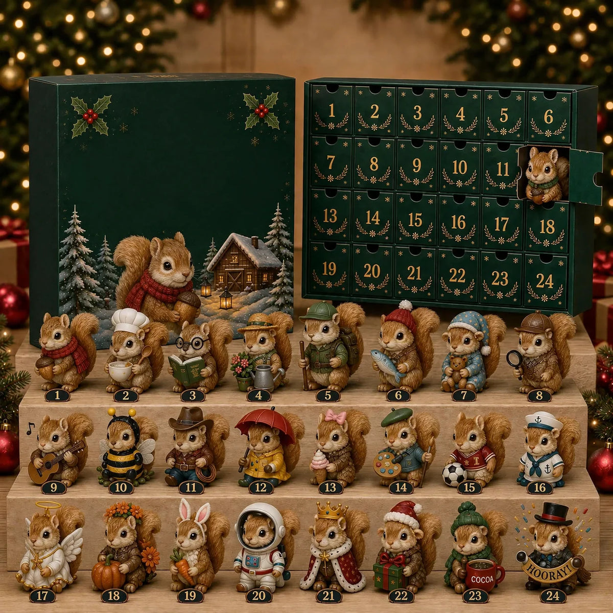 Advent Calendar Acrylic Animal Design Compact Display