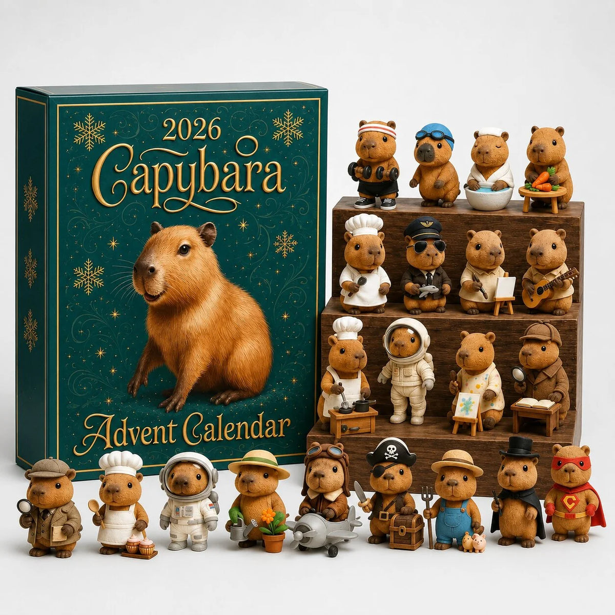 Advent Calendar Capybara Ornaments 24-Day Countdown