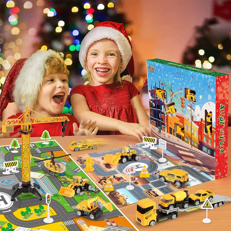 Advent Calendar Construction Vehicle Play Set With Crane & Traffic Signs